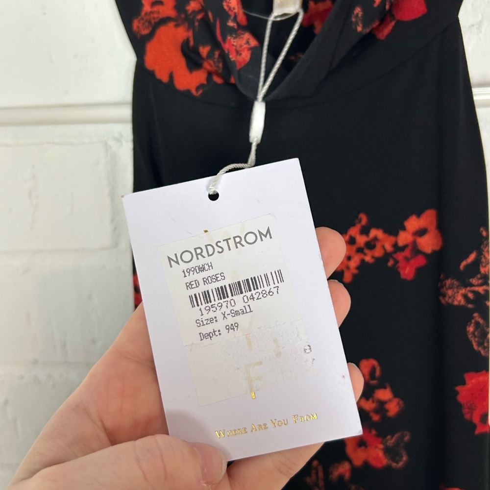 NWT WAYF Off the Shoulder High Neck Floral Dress - Picture 6 of 7